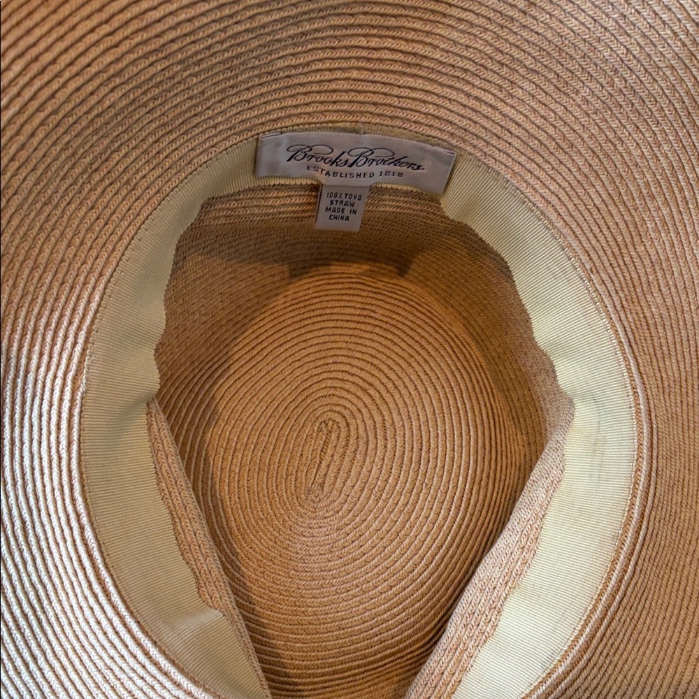 Brooks Brothers Elegant Cream straw tan Wide-Brim Hat - Picture 2 of 2